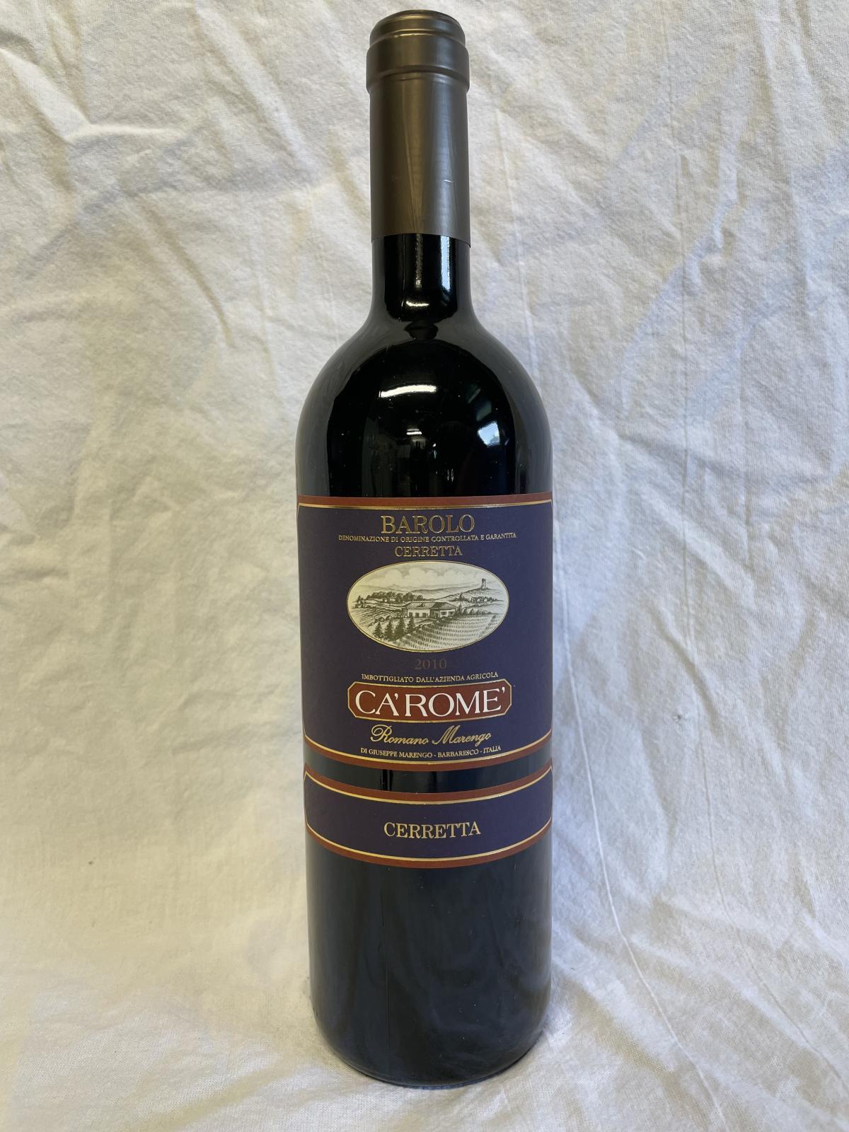 2010 Barolo Cerretta Ca'Rome' från Barbaresco, Piemonte via privatimport